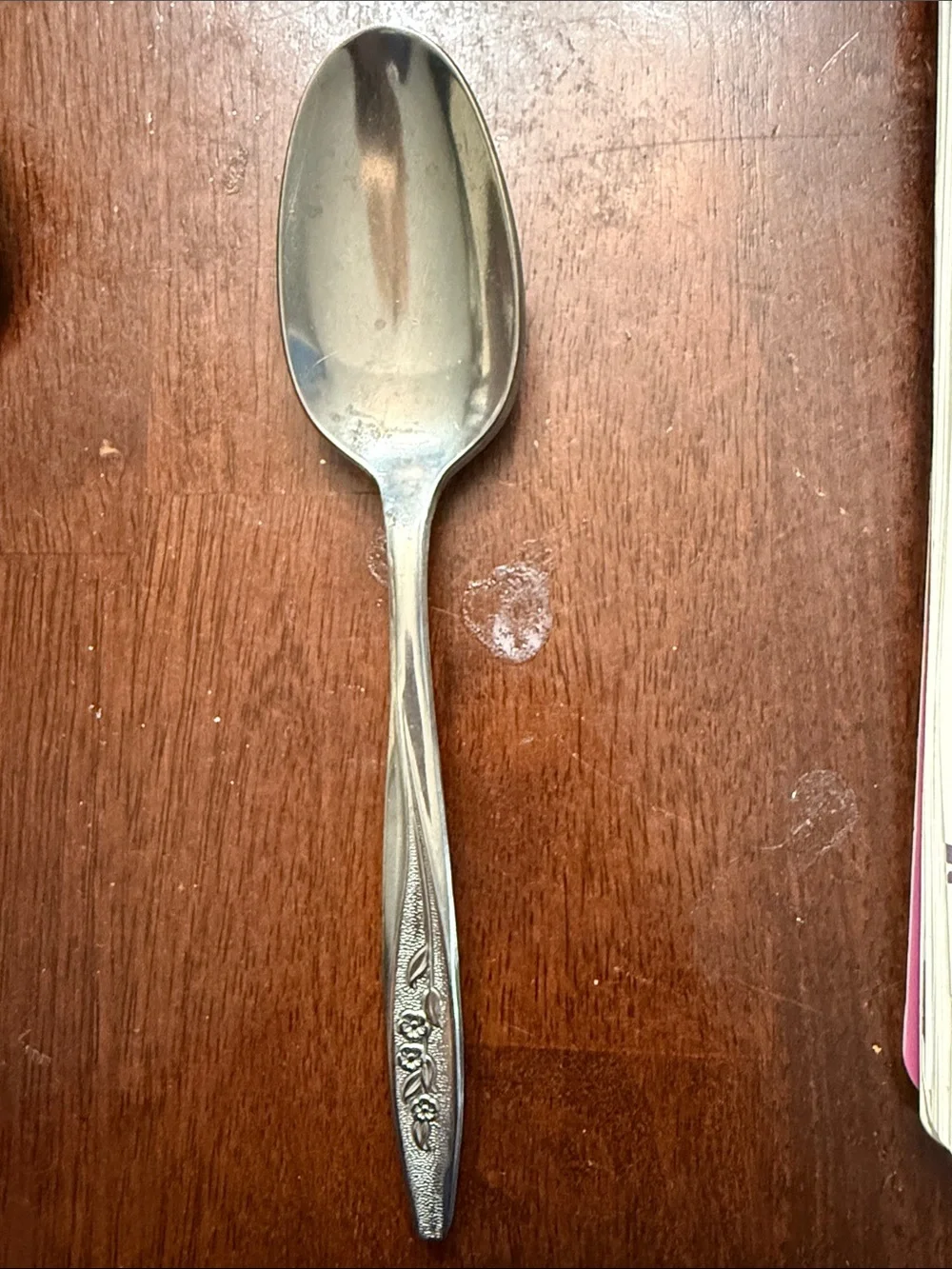 Stainless Steel Floral-Pattern Serving Spoon - Silver teaspoon